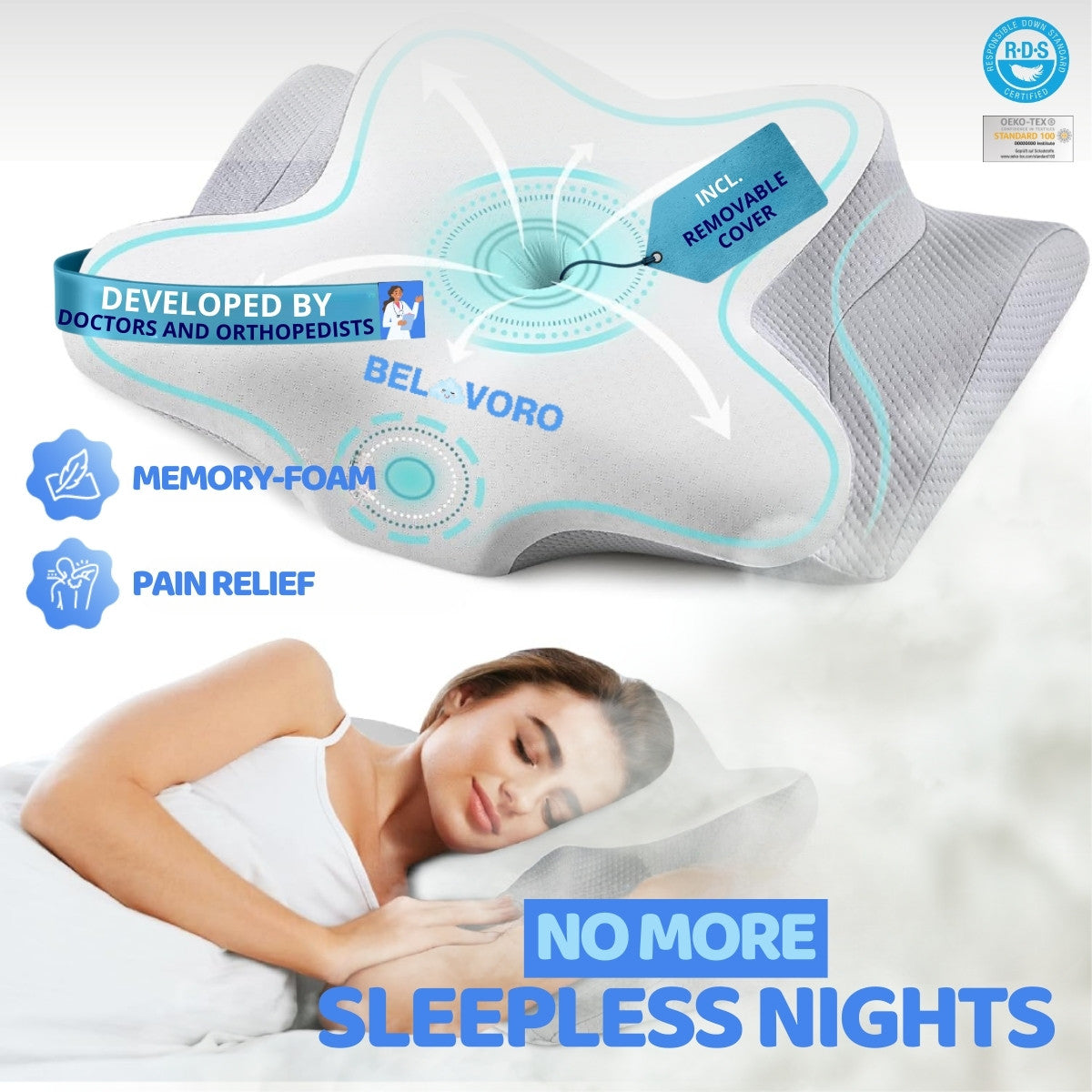 Belvoro™ | Contour Relief Pillow "Butterfy"